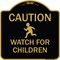 Signmission Designer Series-Caution Watch For Children Black & Gold, 18" x 18", BG-1818-9860 A-DES-BG-1818-9860 - alternate 1